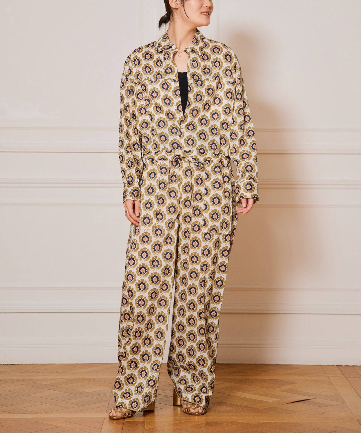 IENA LA BOUCLE LIBERTYコットンローンオールインワン IENA LA BOUCLE LIBERTYコットンローンオールインワン（つなぎ