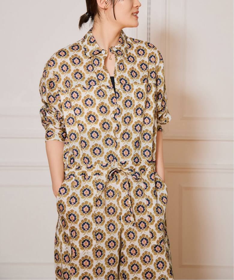 IENA LA BOUCLE LIBERTYコットンローンオールインワン（つなぎ 