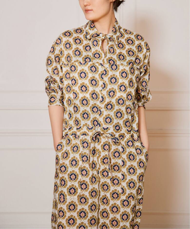 IENA LA BOUCLE LIBERTYコットンローンオールインワン（つなぎ 