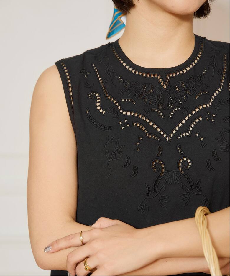 IENA LA BOUCLE カットワークレースオールインワン（つなぎ 
