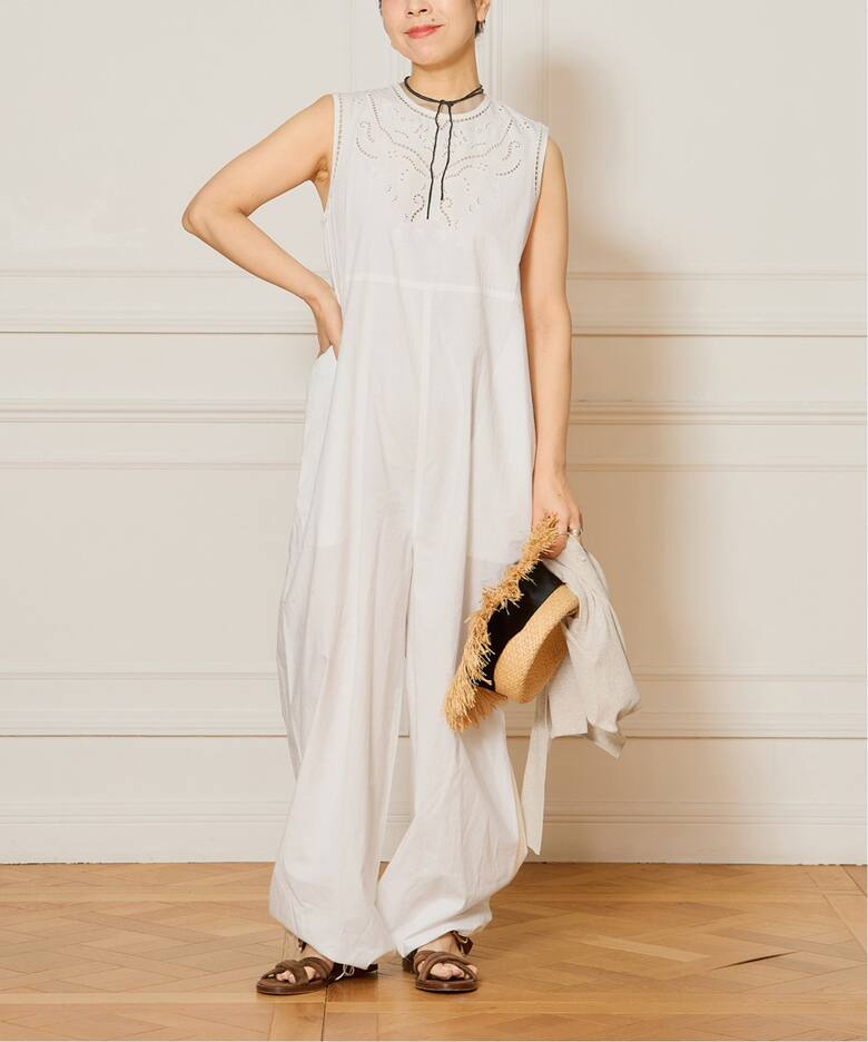 IENA LA BOUCLE カットワークレースオールインワン（つなぎ 