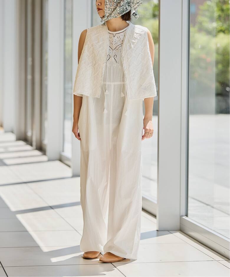 IENA LA BOUCLE カットワークレースオールインワン（つなぎ 