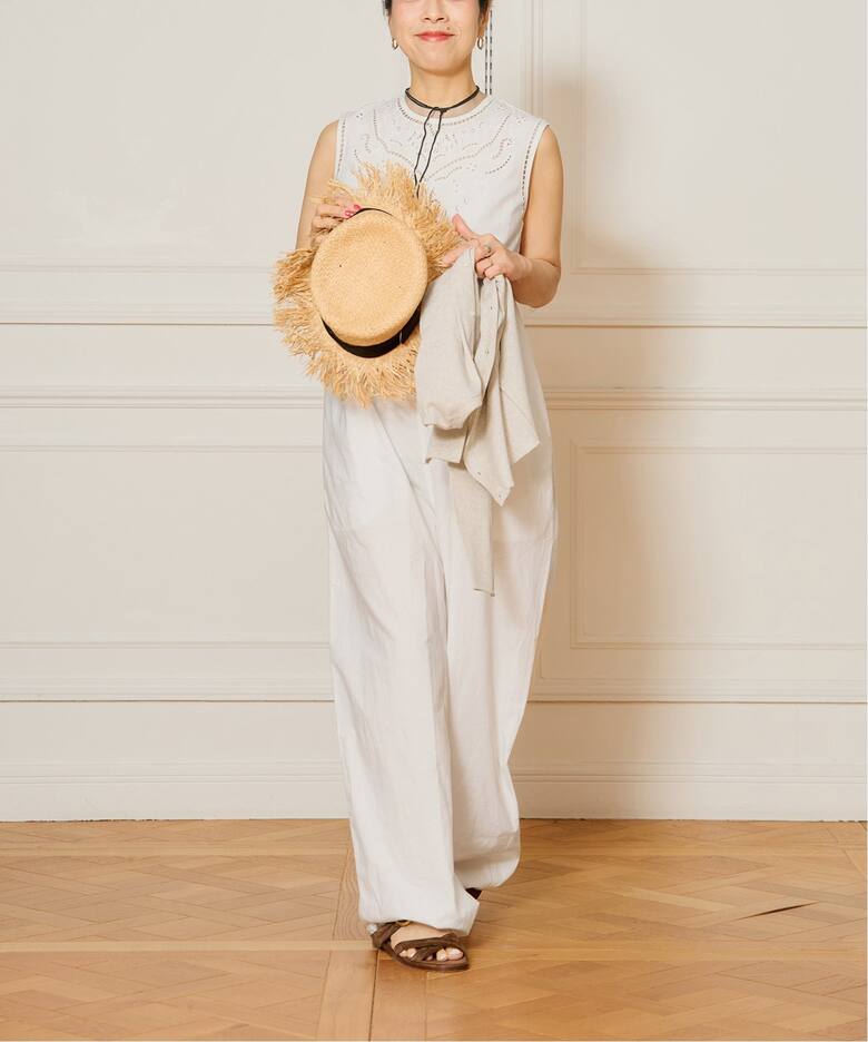 IENA LA BOUCLE カットワークレースオールインワン（つなぎ 