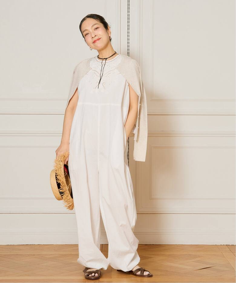 IENA LA BOUCLE カットワークレースオールインワン（つなぎ 