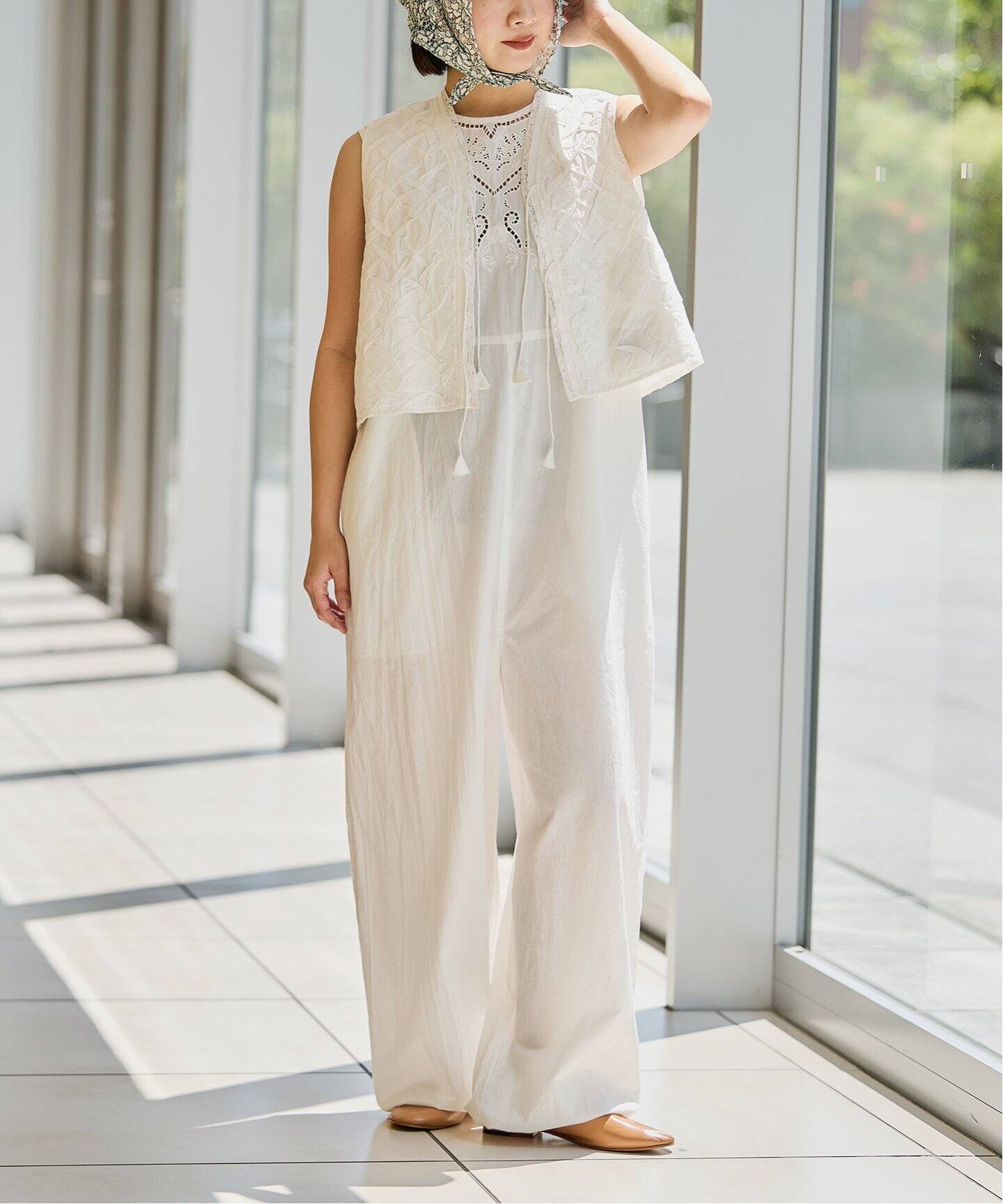 IENA LA BOUCLE カットワークレースオールインワン（つなぎ 