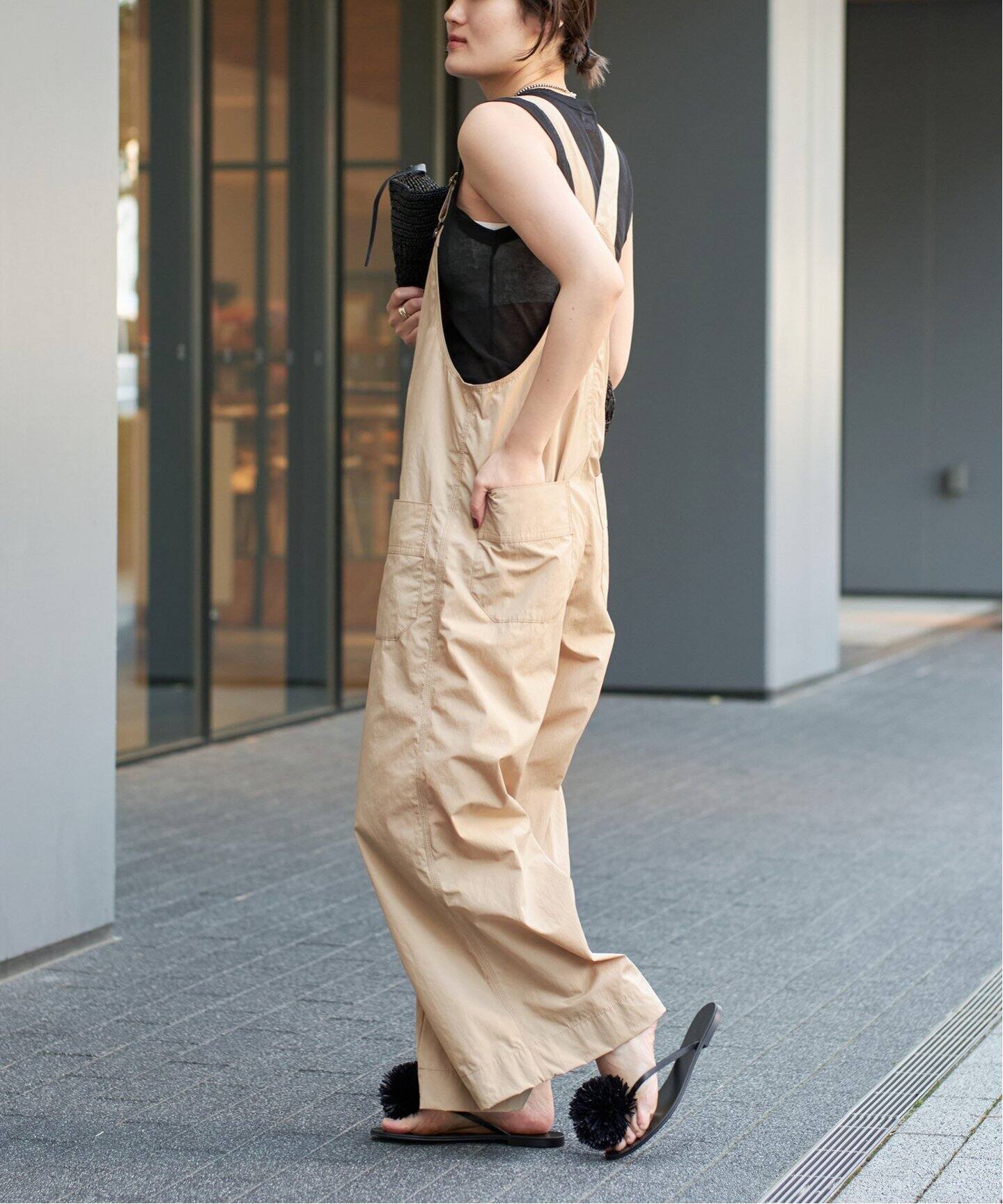 IENA LA BOUCLE 撥水ナイロンタフタオーバーオール（サロペット