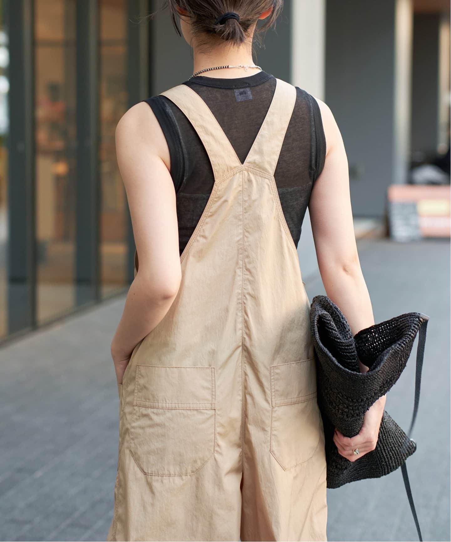 IENA LA BOUCLE 撥水ナイロンタフタオーバーオール（サロペット