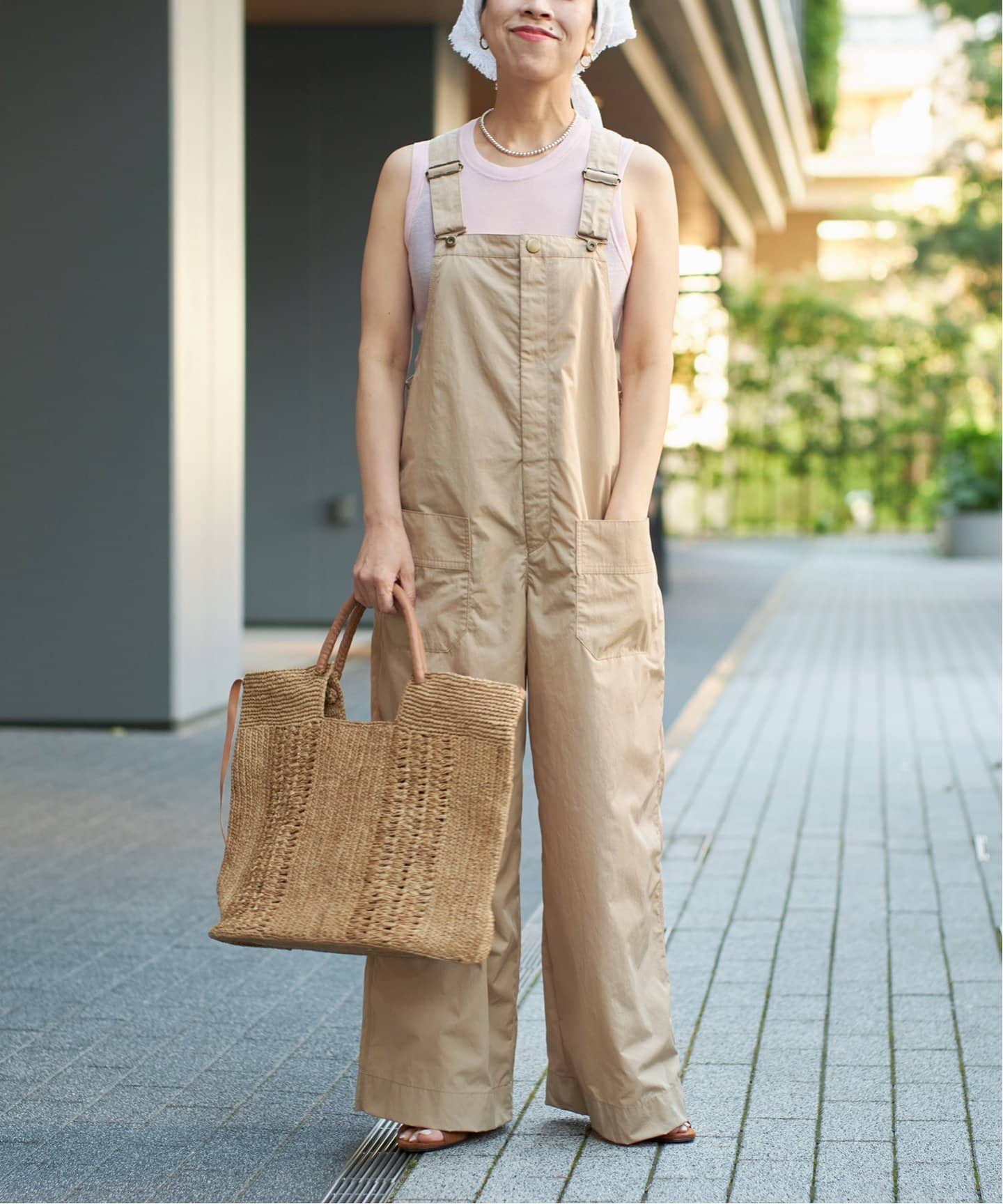 IENA LA BOUCLE 撥水ナイロンタフタオーバーオール（サロペット