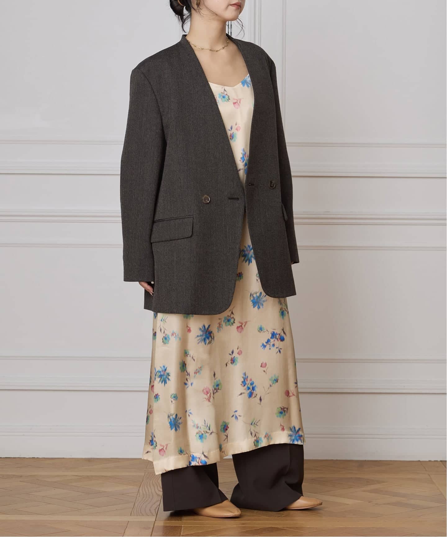 IENA LA BOUCLE ボタニカルプリントキャミソールドレス（ワンピース