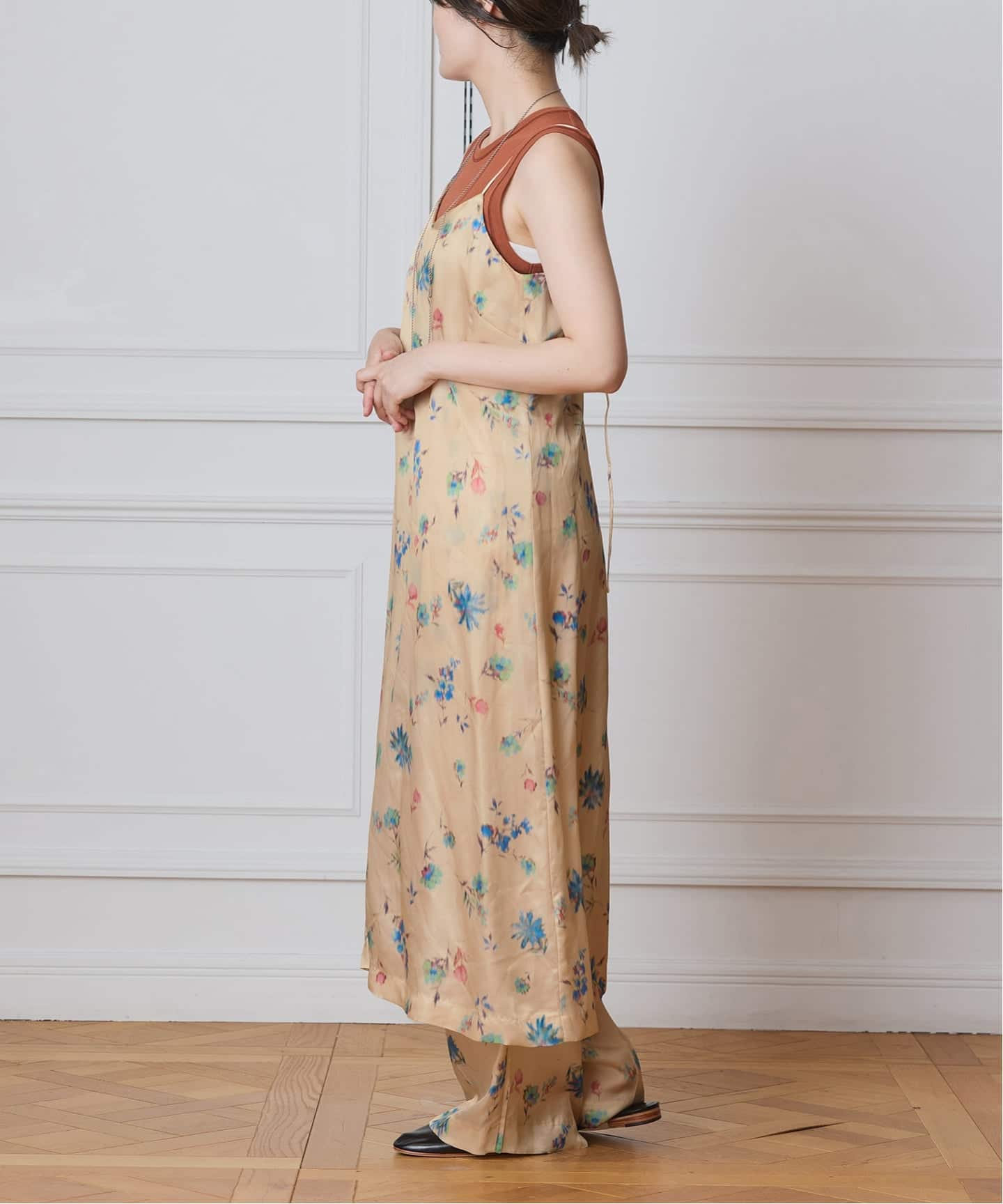IENA LA BOUCLE ボタニカルプリントキャミソールドレス（ワンピース
