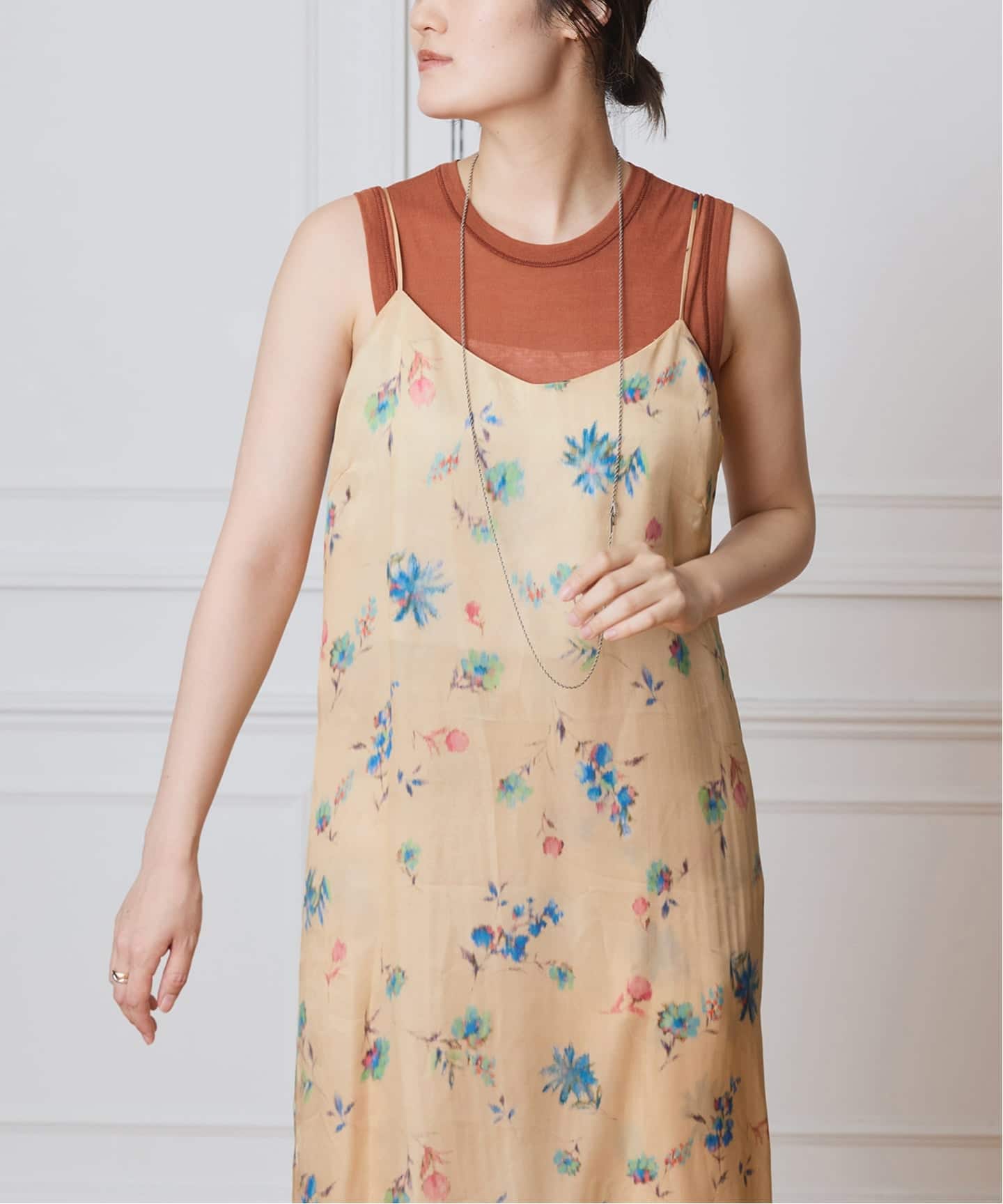 IENA LA BOUCLE ボタニカルプリントキャミソールドレス（ワンピース
