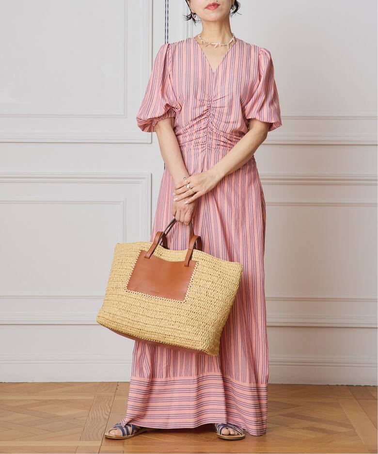 IENA LA BOUCLE ストライプギャザーワンピース（ワンピース）｜IENA 