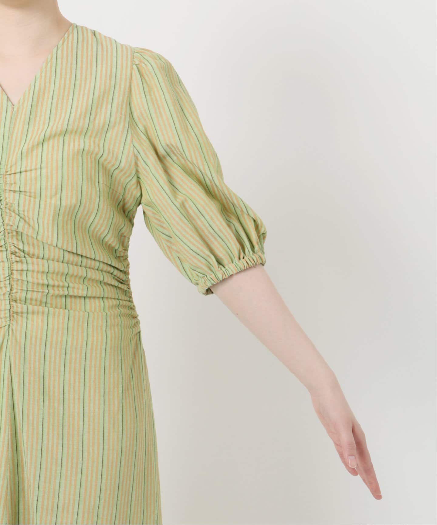 IENA LA BOUCLE ストライプギャザーワンピース（ワンピース）｜IENA