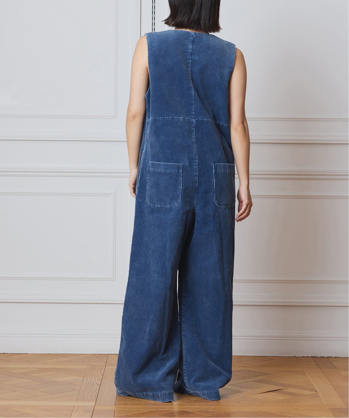 予約》IENA LA BOUCLE インディゴコーデュロイオールインワン