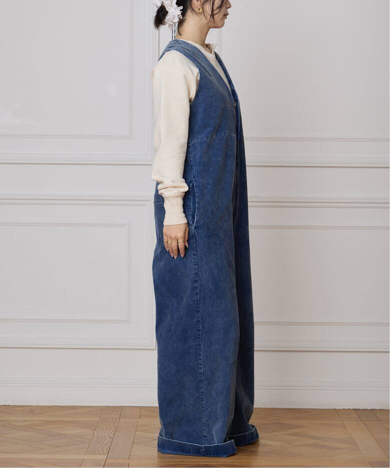 IENA LA BOUCLE インディゴコーデュロイオールインワン（つなぎ 
