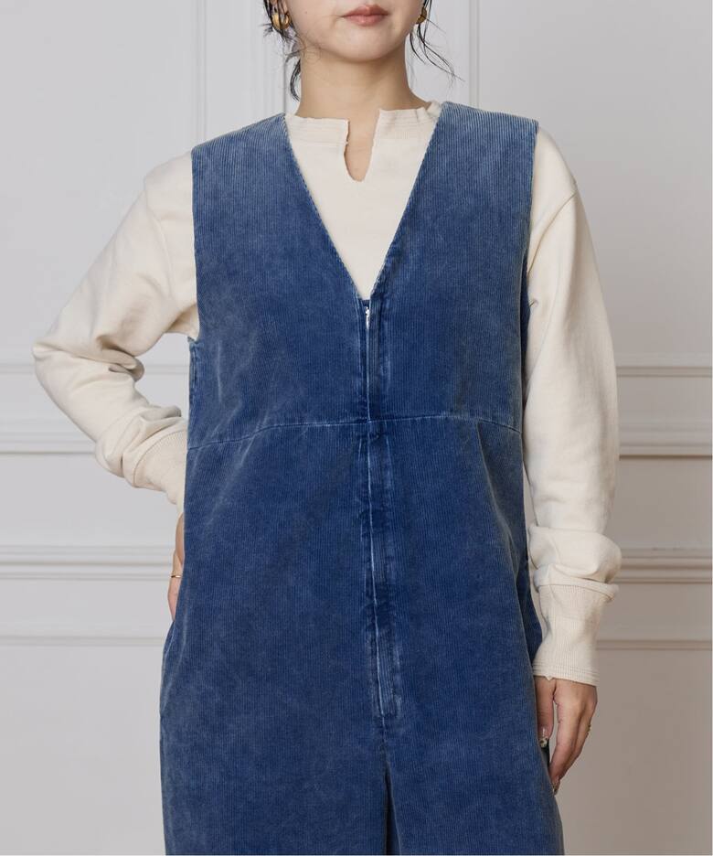 IENA LA BOUCLE インディゴコーデュロイオールインワン（つなぎ 