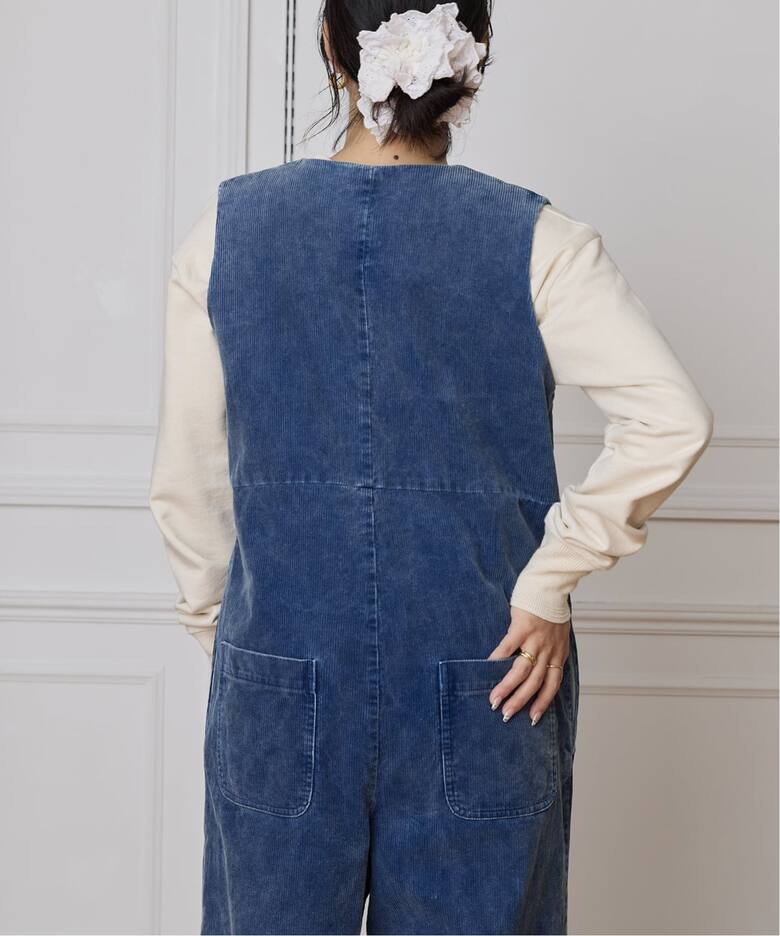 IENA LA BOUCLE インディゴコーデュロイオールインワン（つなぎ 