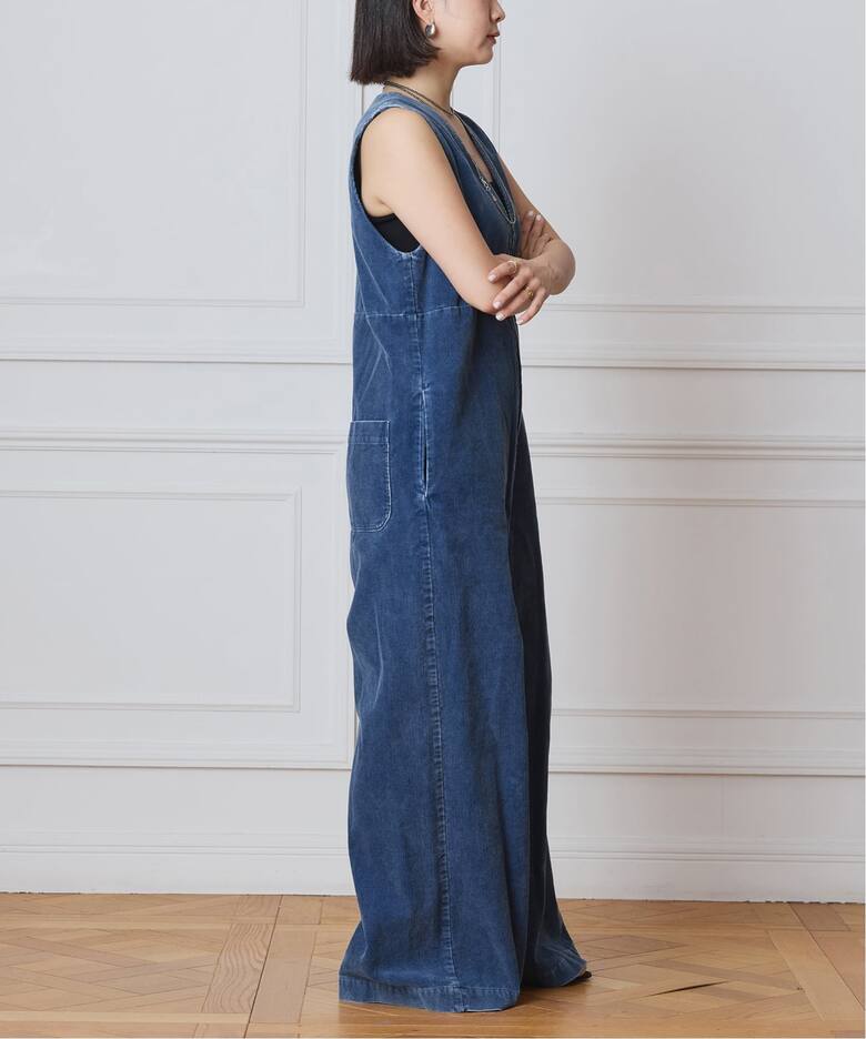 IENA LA BOUCLE インディゴコーデュロイオールインワン（つなぎ 