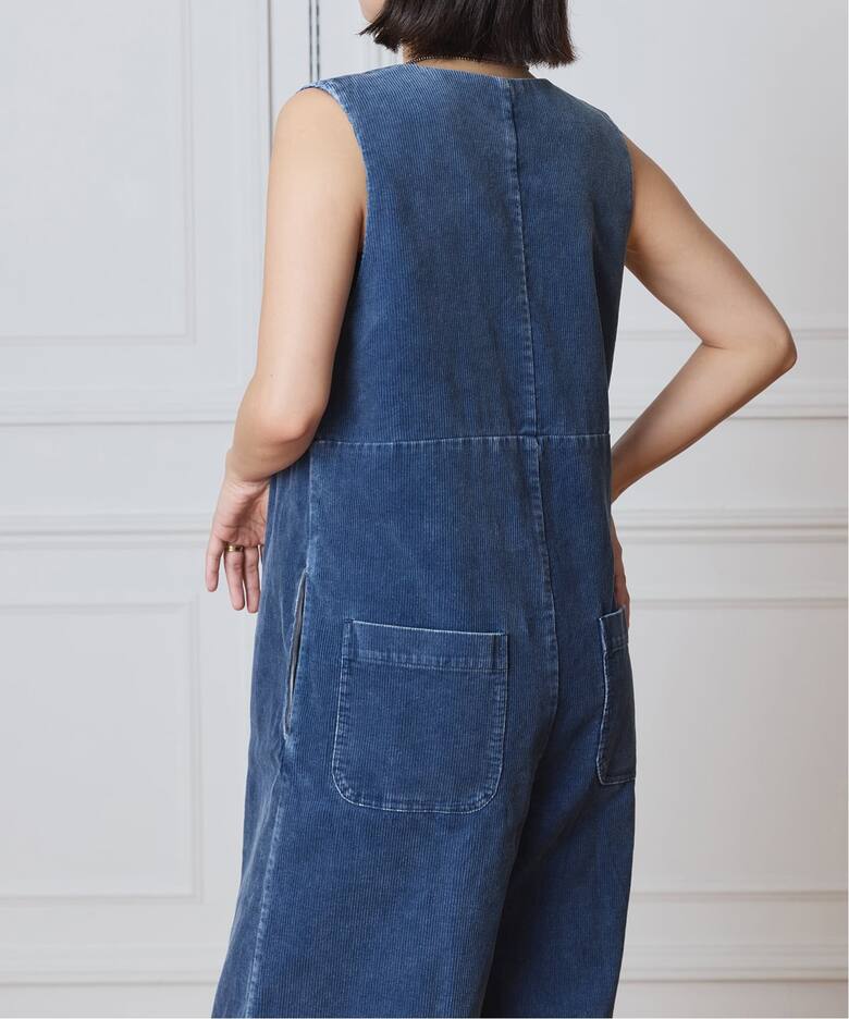 IENA LA BOUCLE インディゴコーデュロイオールインワン（つなぎ 