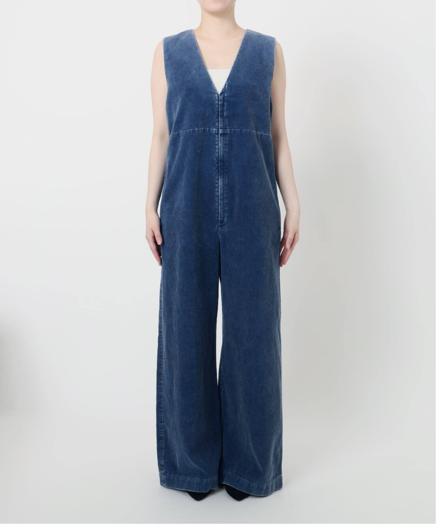 IENA LA BOUCLE インディゴコーデュロイオールインワン（つなぎ