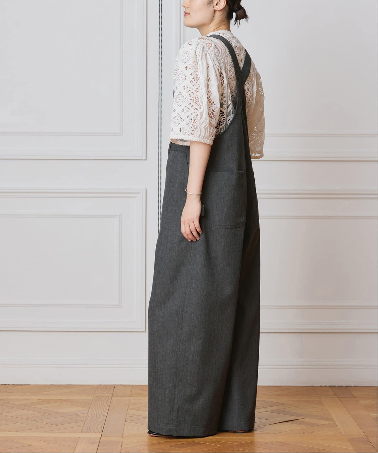 IENA LA BOUCLE ウールツイルオーバーオール（サロペット