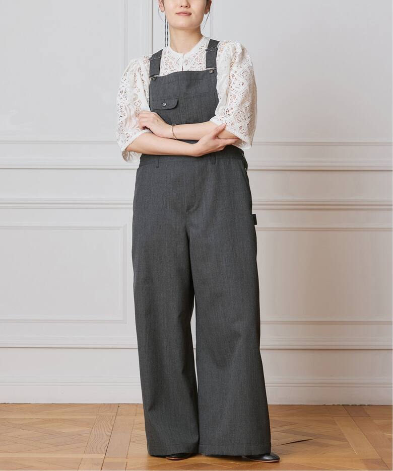 IENA LA BOUCLE ウールツイルオーバーオール（サロペット 