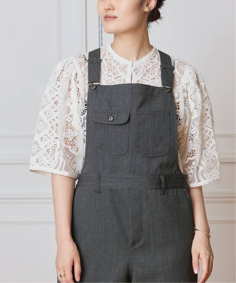 IENA LA BOUCLE ウールツイルオーバーオール（サロペット 