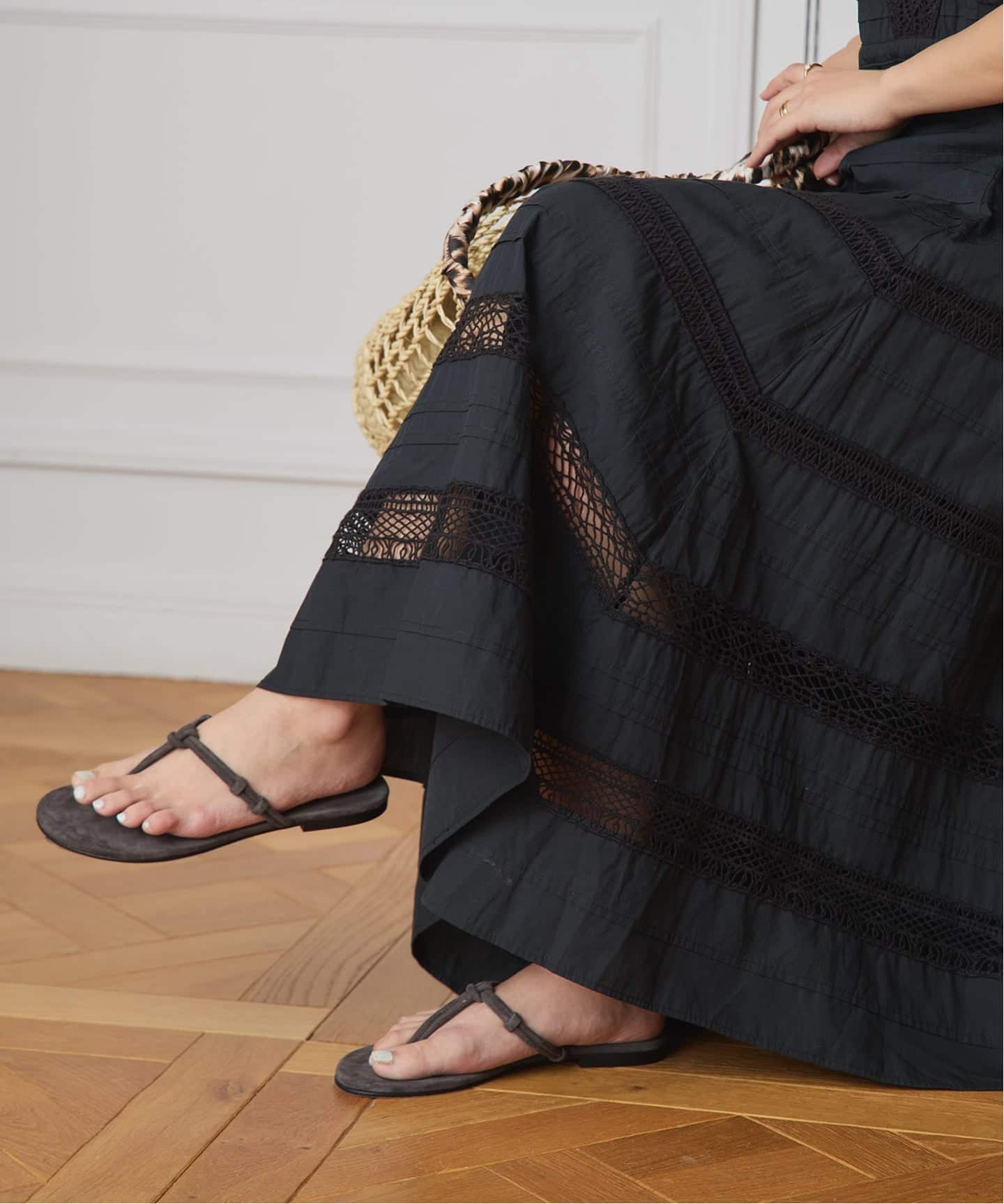 IENA LA BOUCLE cotton ラインレースワンピース（ワンピース）｜IENA