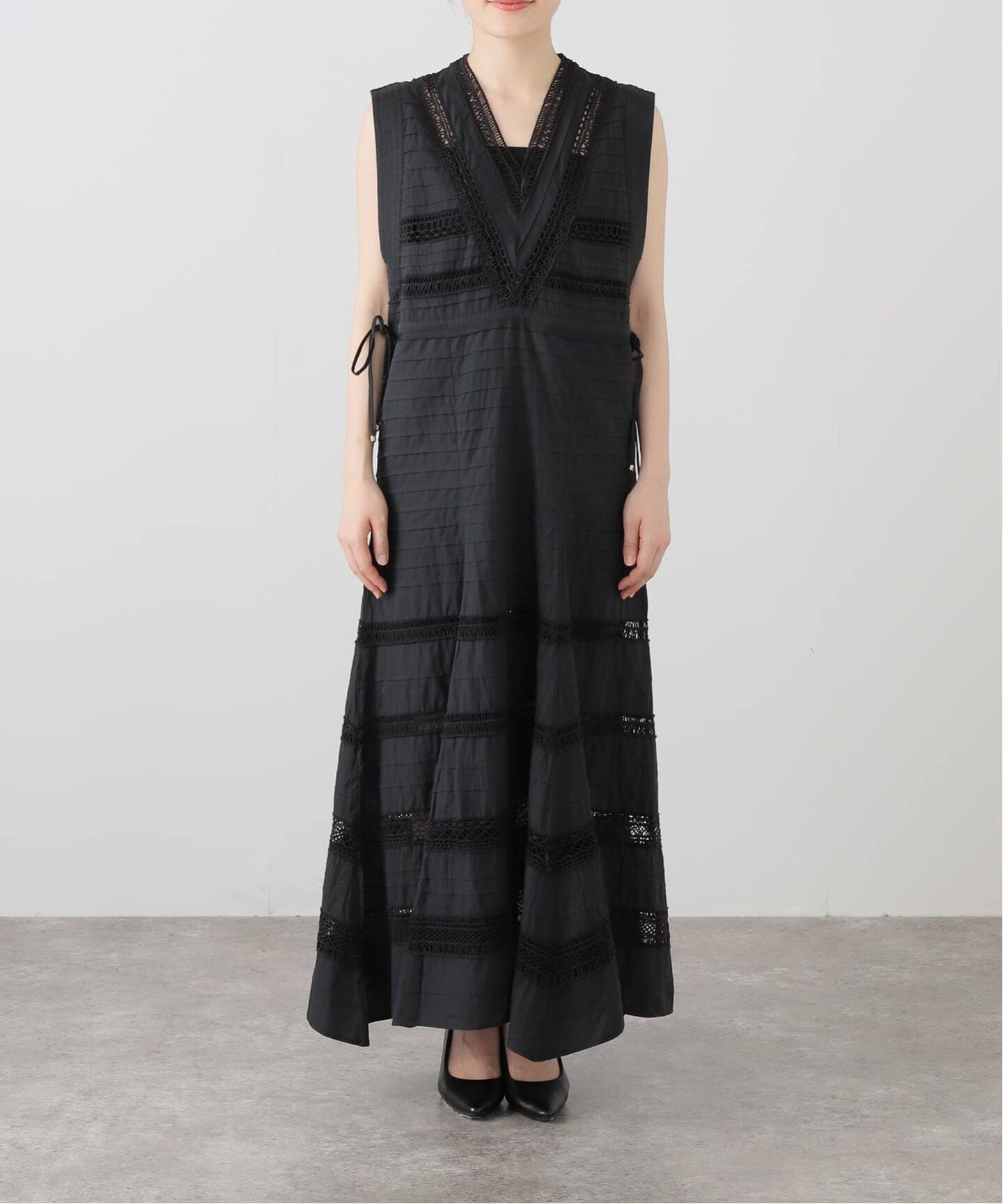 IENA LA BOUCLE cotton ラインレースワンピース（ワンピース