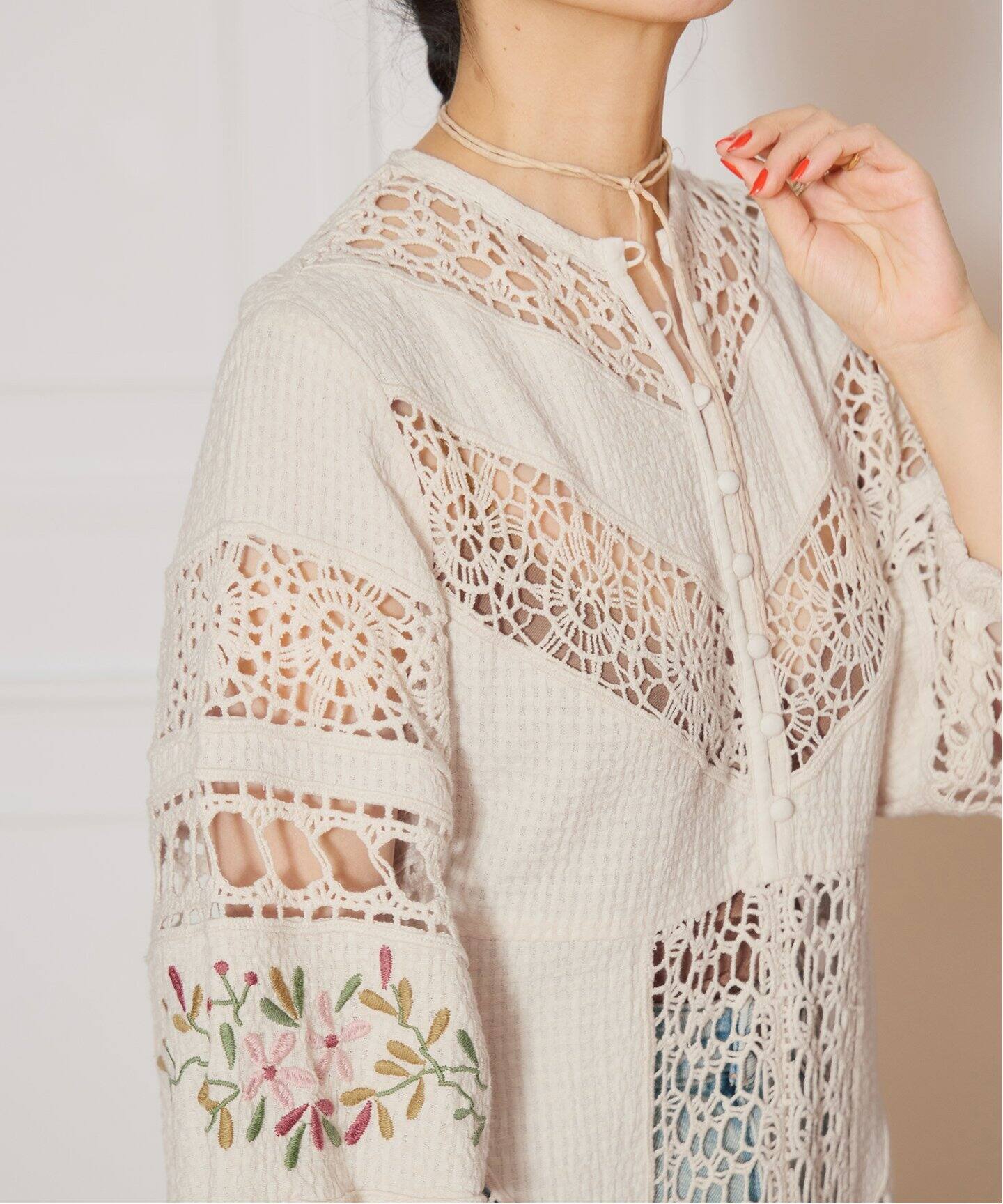 IENA LA BOUCLE クロシェMIXワンピース ★美品★ IENA LA BOUCLE クロシェMIXワンピース（ワンピース）｜IENA