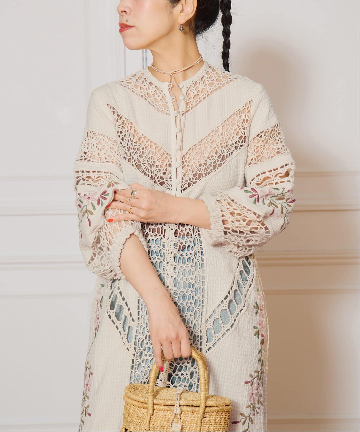 IENA LA BOUCLE クロシェMIXワンピース（ワンピース）｜IENA