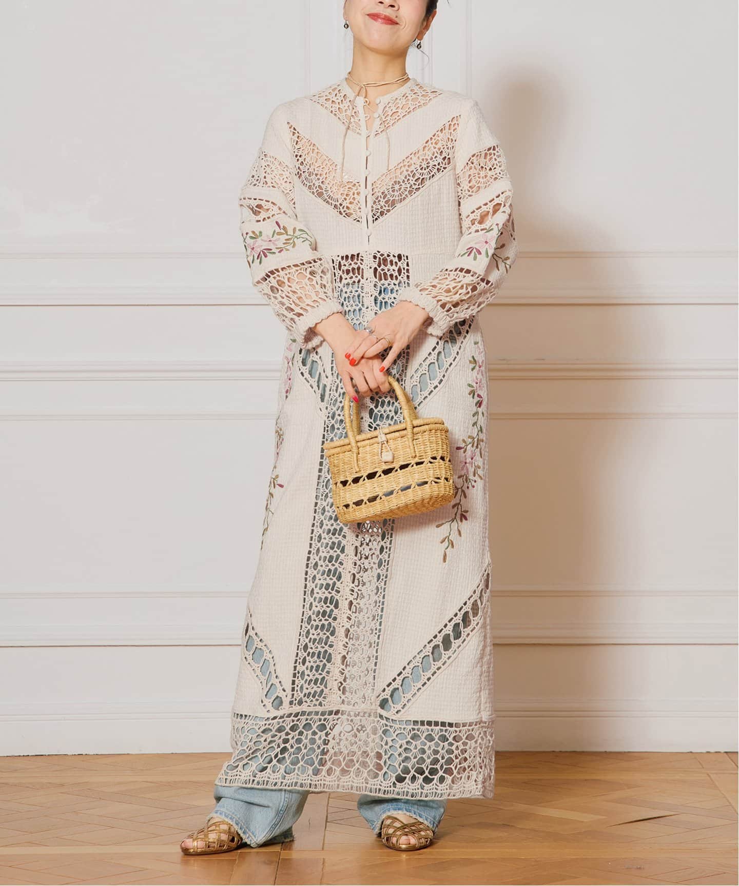 IENA LA BOUCLE クロシェMIXワンピース ★美品★ IENA LA BOUCLE クロシェMIXワンピース（ワンピース）｜IENA