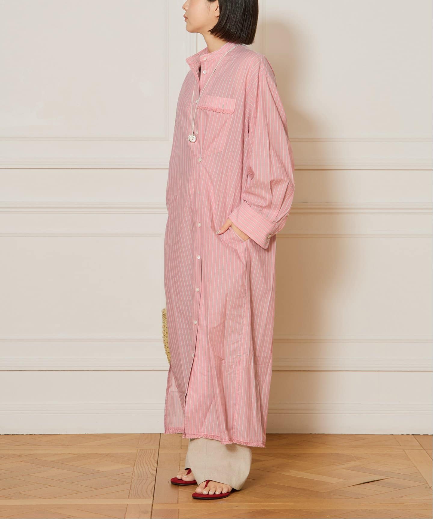 IENA LA BOUCLE ストライプシャツワンピース（ワンピース