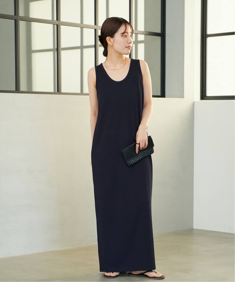 裏微起毛リブカットソー袖ギャザーワンピース - ワンピース通販 | 人気レディースファッション - Re:EDIT（リエディ） 124 BASERANGE リブカットソーワンピース DRCR-RIB-AU21