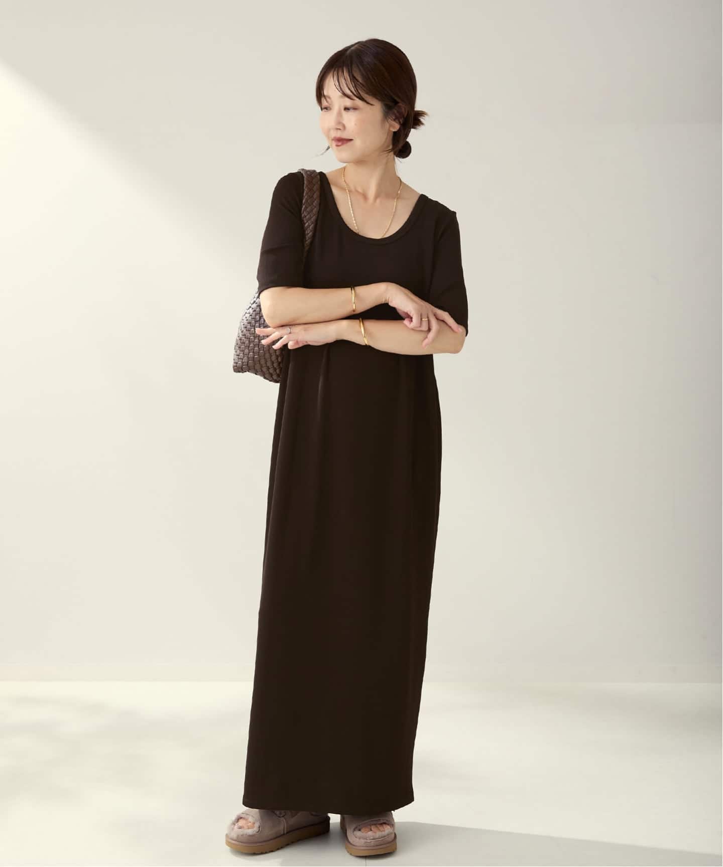 完売品　plage プラージュ　Rib ハーフスリーブワンピース　38 ネイビー プラージュRib ファッション plageプラージュ Rib リブ ハーフ