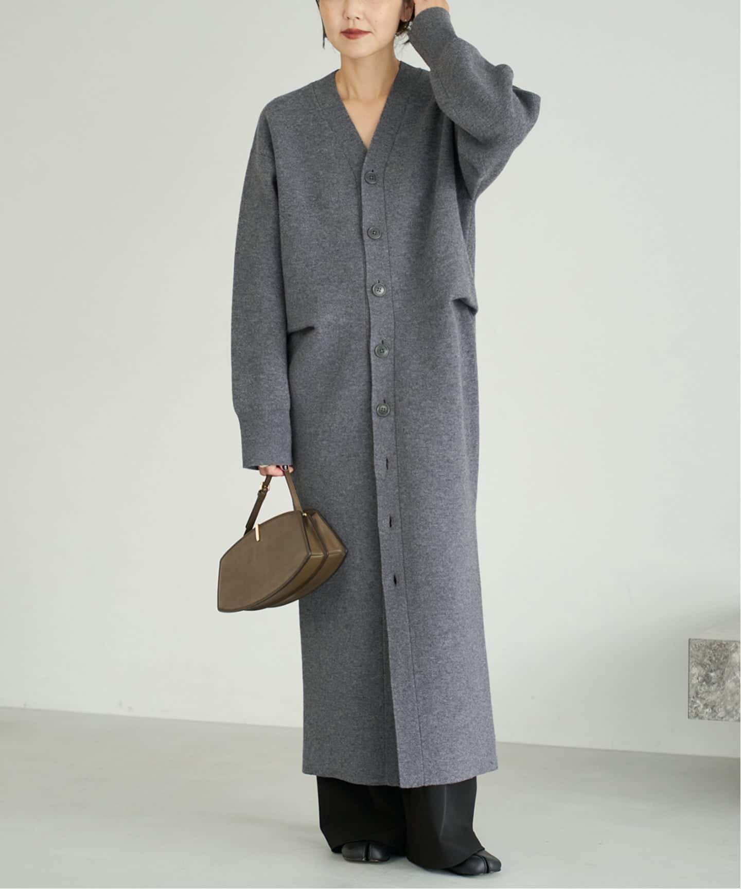 9/27迄限定SALE 未使用【Plage】Collar Knit〔グレー〕 Knit cardigan ワンピース（ニットワンピース）｜Plage（プラージュ