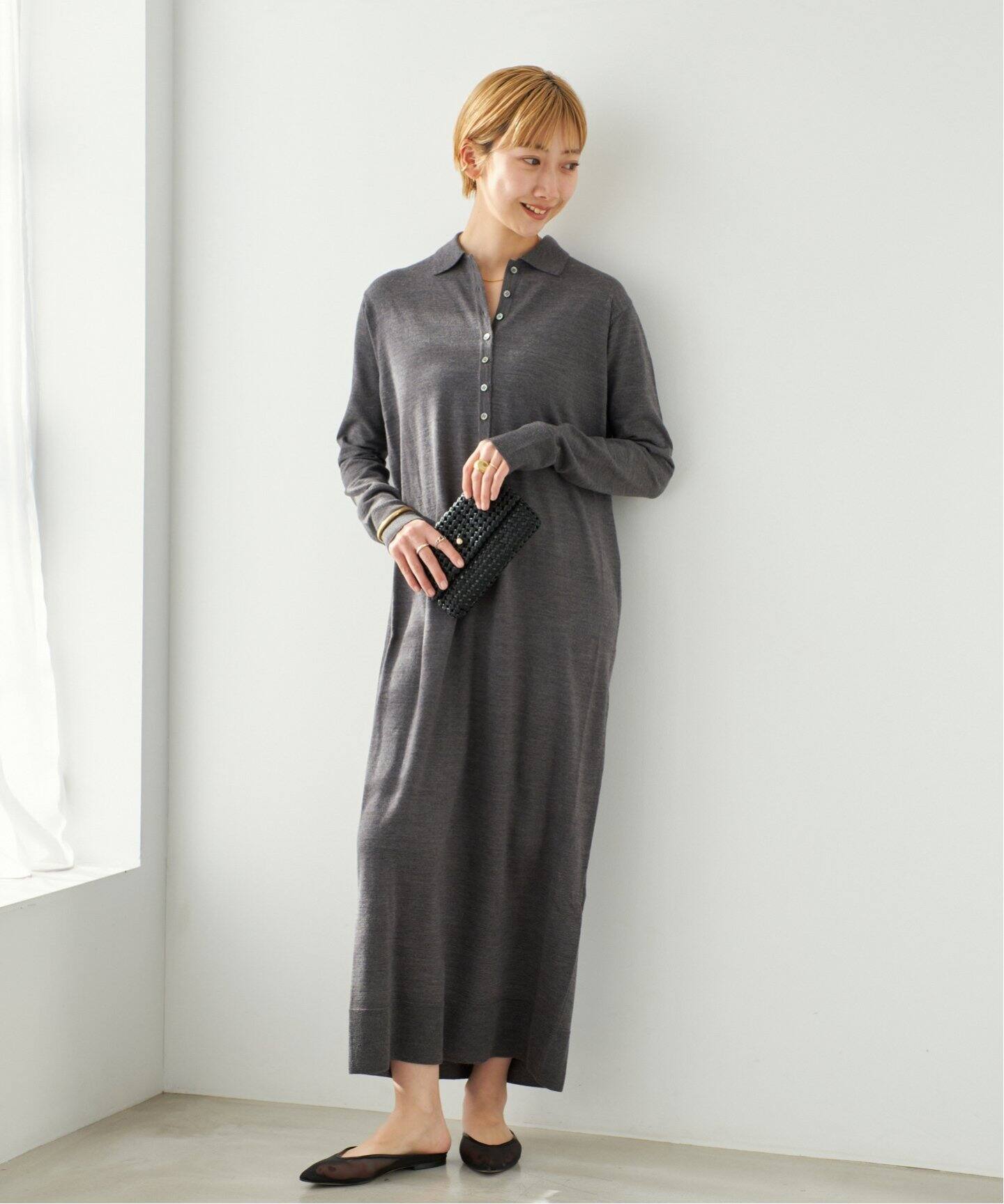 ポロエリ ロングワンピース（ニットワンピース）｜Plage（プラージュ  