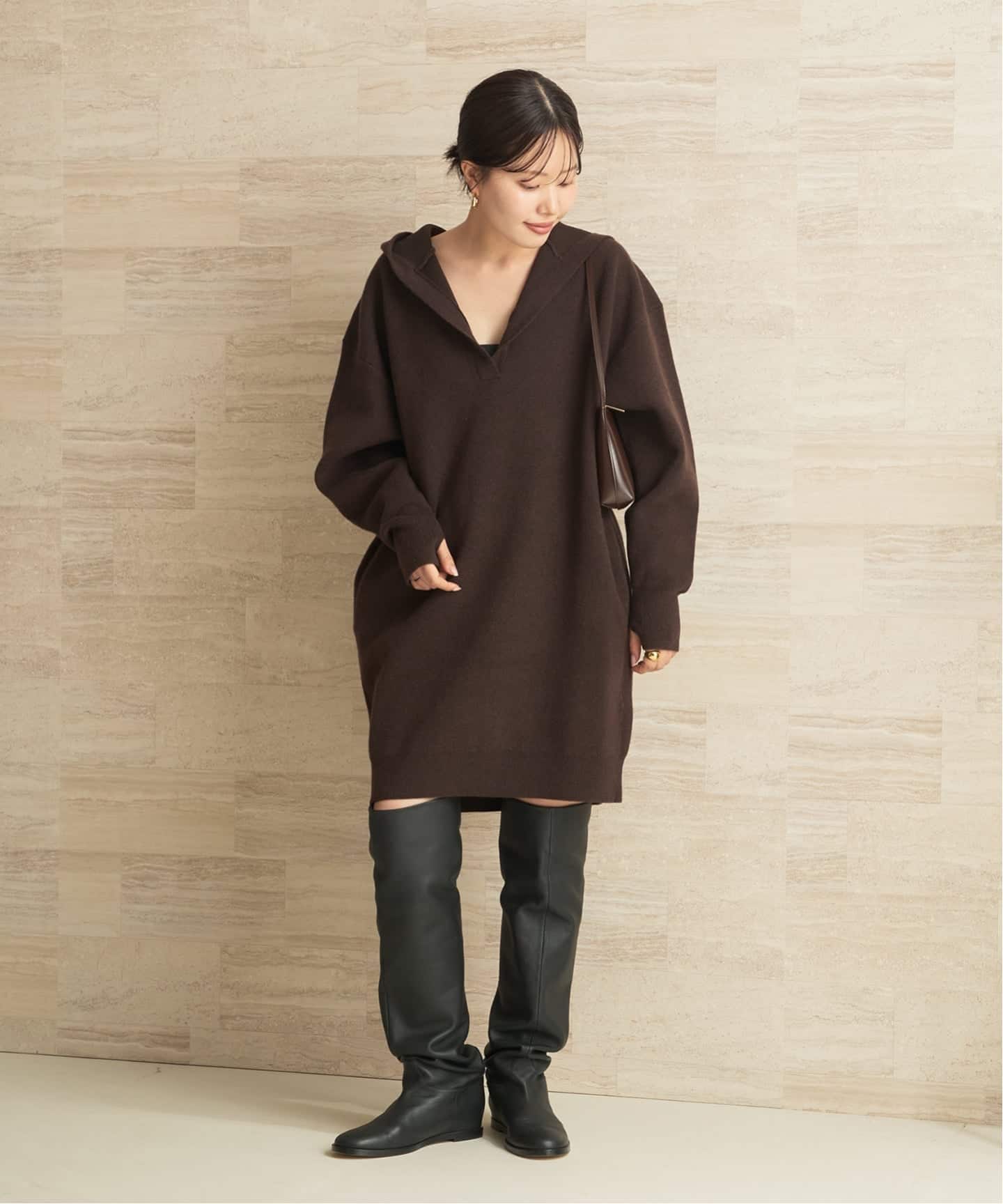 フーディー ミニワンピース（ニットワンピース）｜Plage（プラージュ