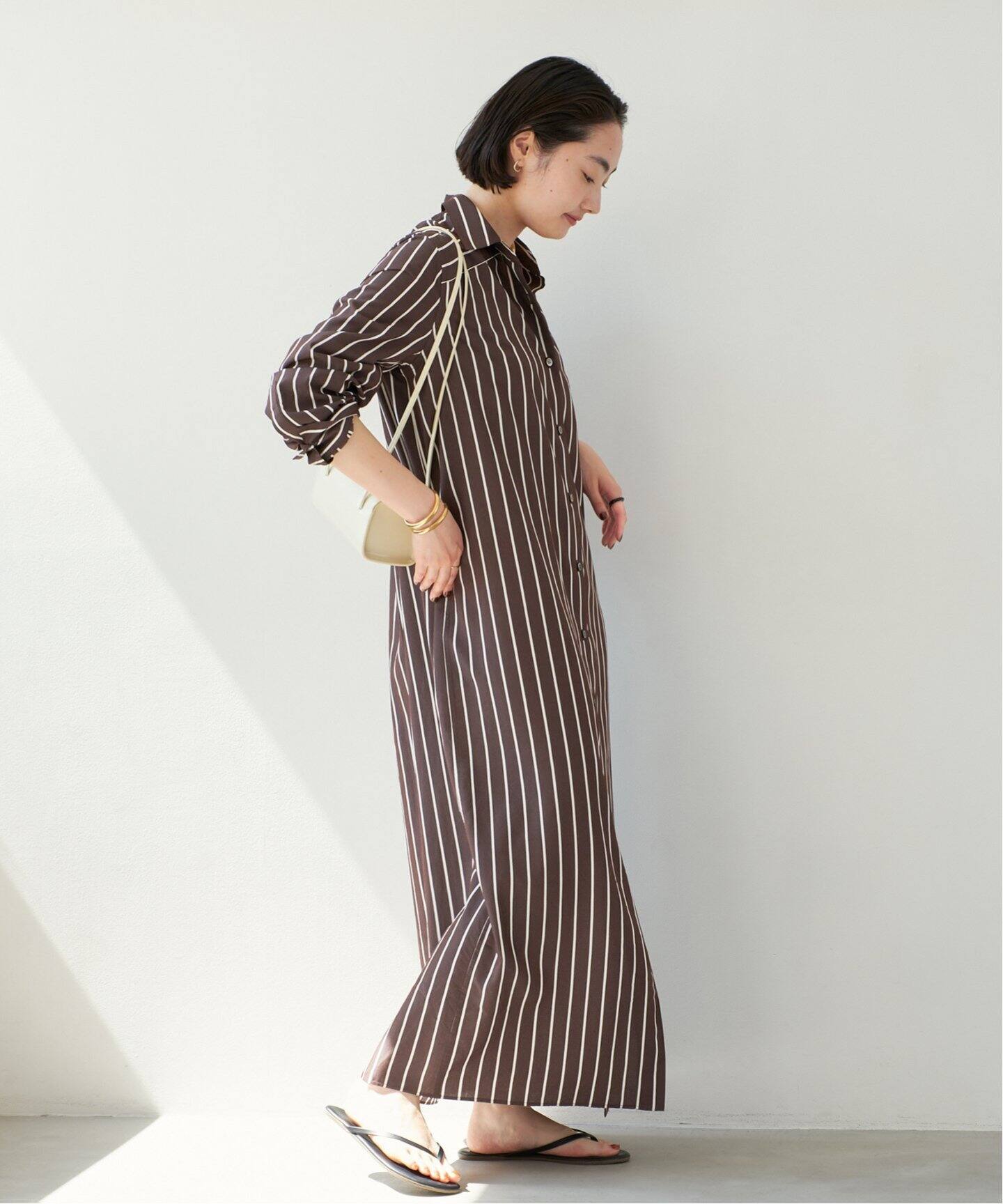 ☆ plage R'IAM プラージュ オーガンジーシャツワンピース R'IAM ストライプワンピース(シャツワンピース)|Plage