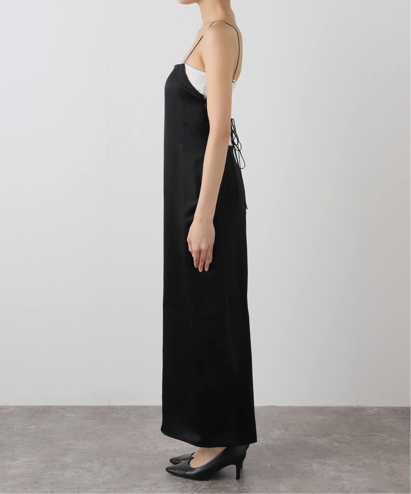 美品Plage キュプラストラップワンピース　キャミワンピ 黒ブラック plage（プラージュ）の「キュプラストラップワンピース