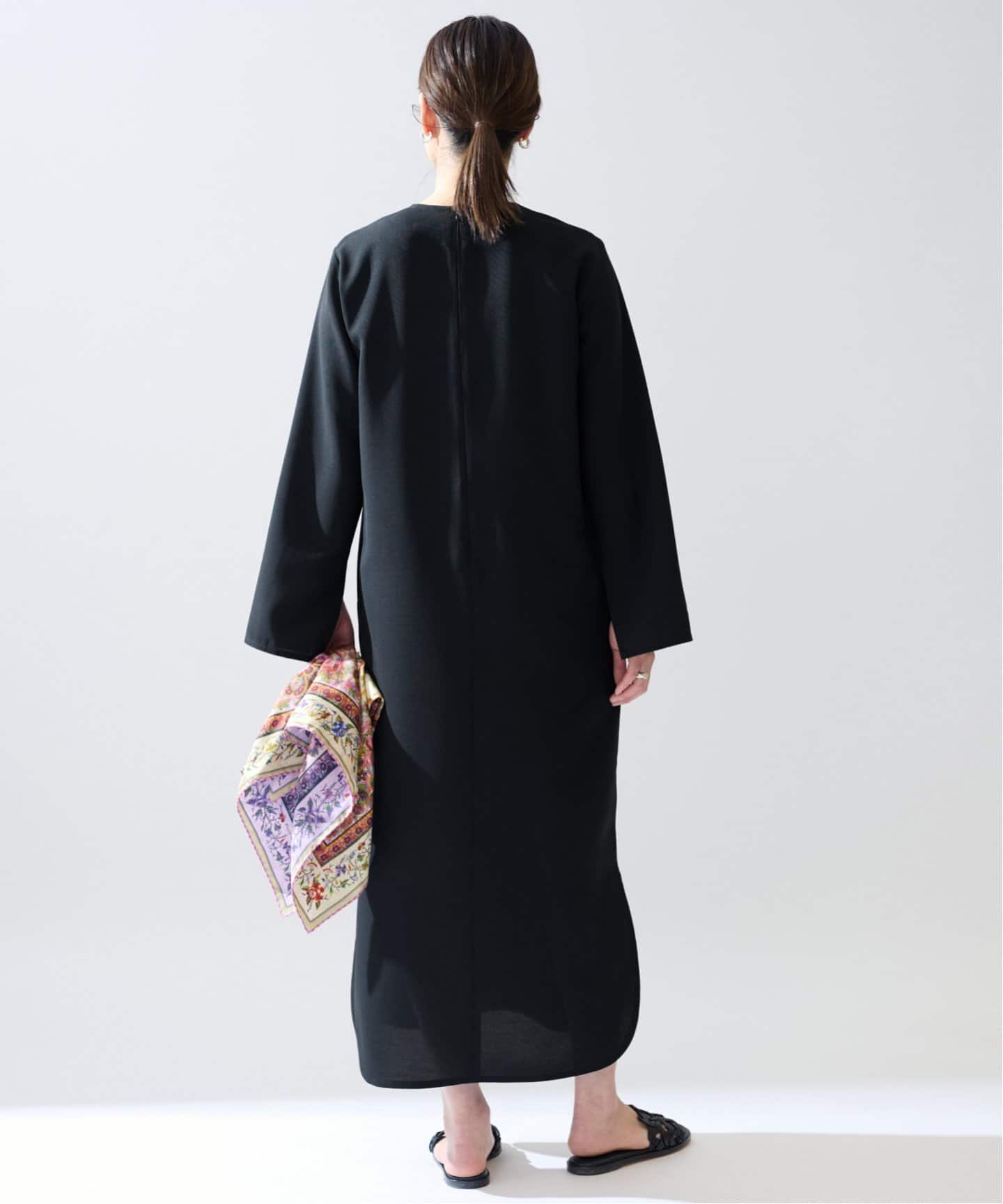 人気✨VERMEIL par iena キーネックワンピース マキシ丈 黒 RELA*ION キーネックロングワンピース（ワンピース）｜VERMEIL