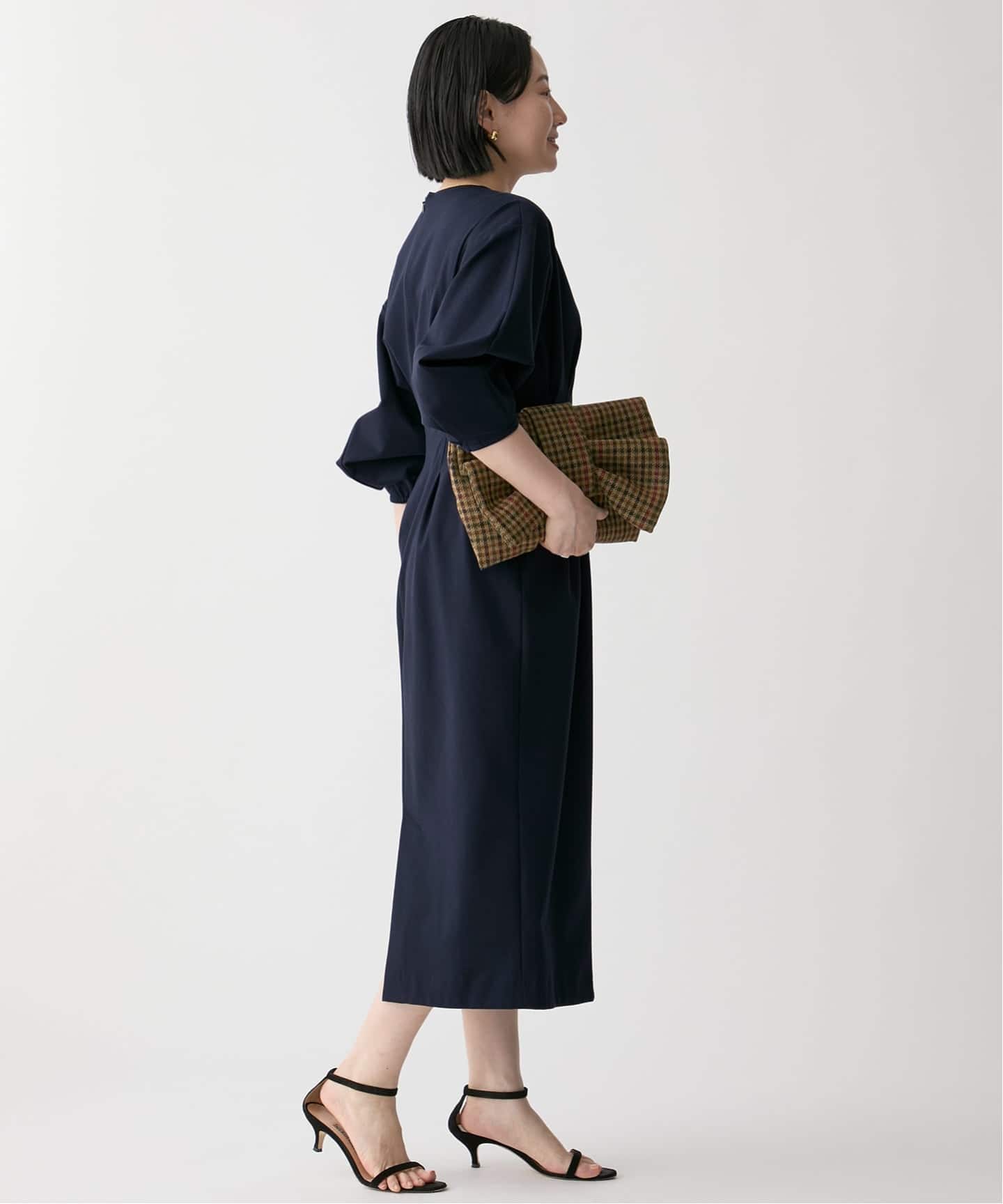 【ヴェルメイユ パー イエナ】ウエストシェイプワンピース（M）ネイビー　タック VERMEIL par iena｜ポンチウエストシェイプワンピース | Rakuten