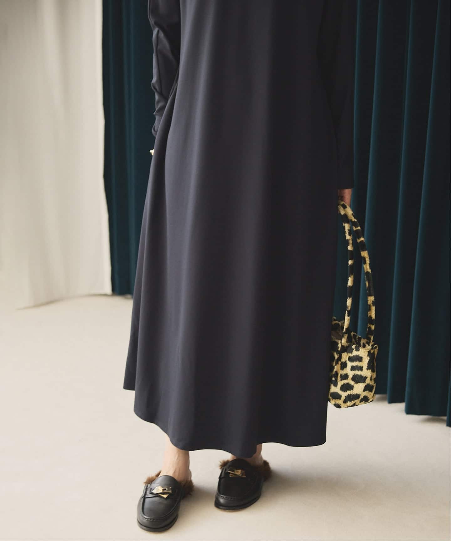 【新品未使用】VERMEILpar iena超人気ロング黒ワンピース セレモニー ヴェルメイユ パー イエナ VERMEIL par iena 2WAYロールカラー