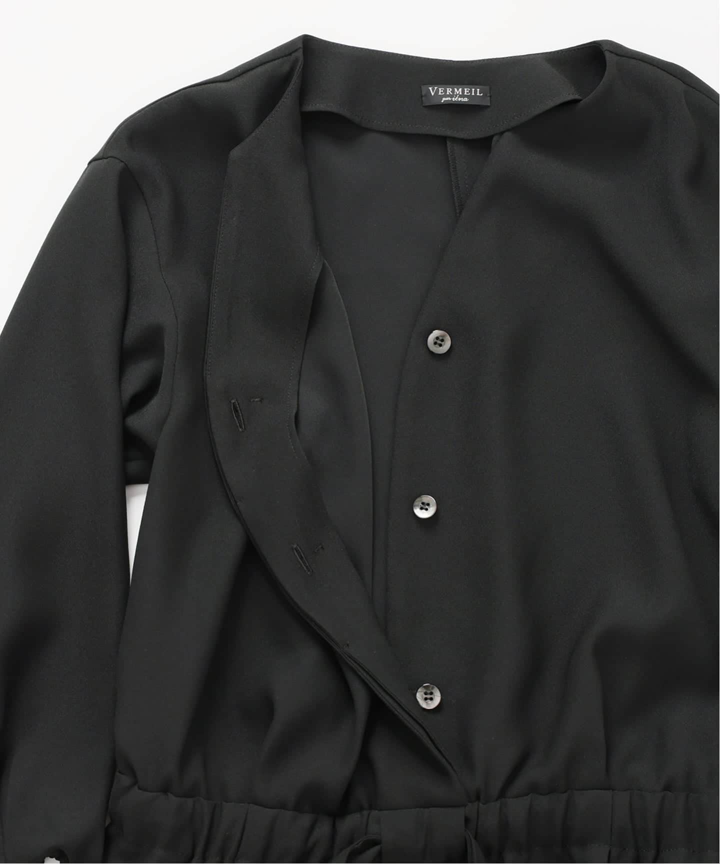 バックサテンジョーゼットオールインワン（つなぎ／オールインワン