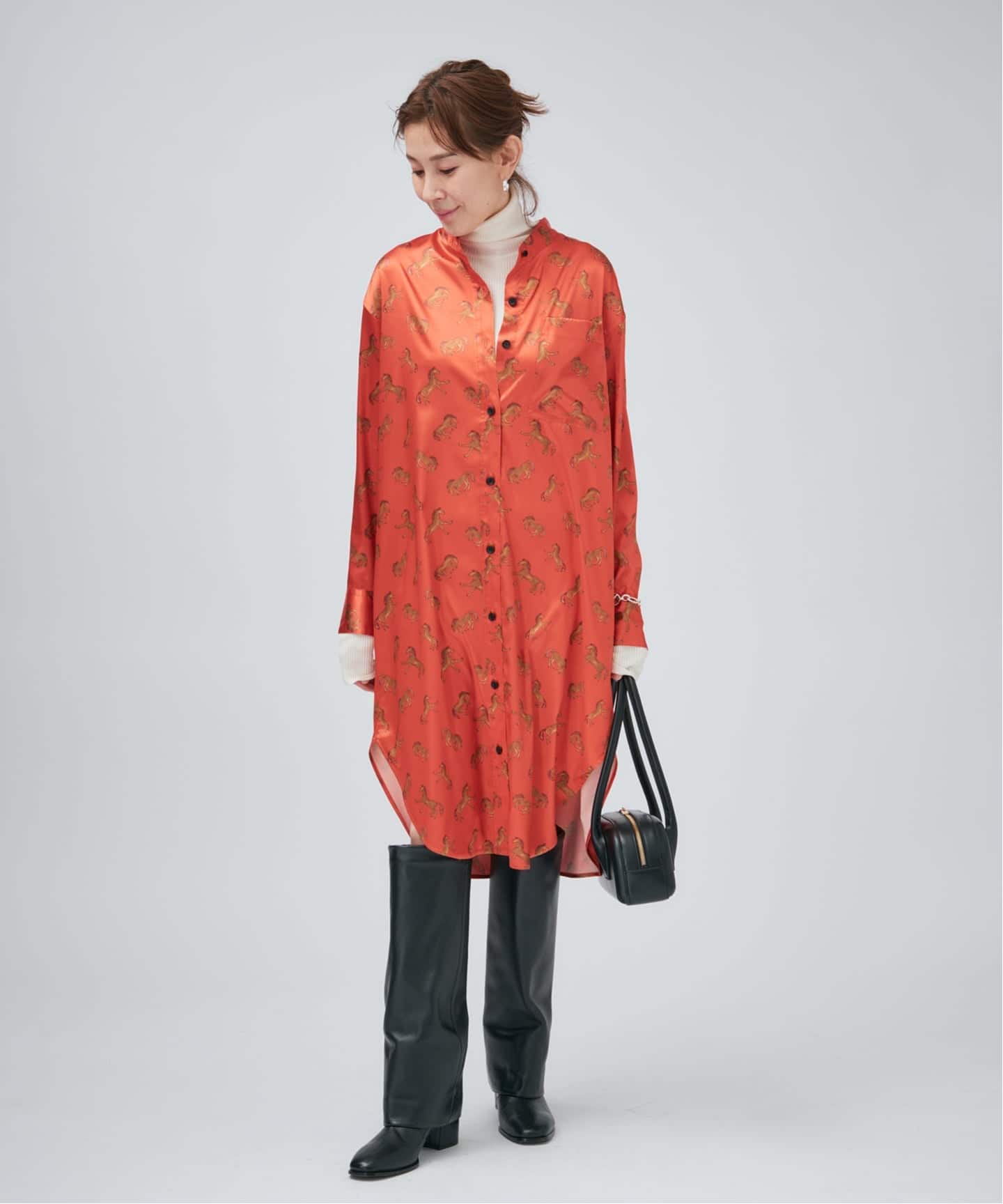 Horsey Pattern シャツワンピース（シャツワンピース）｜VERMEIL par