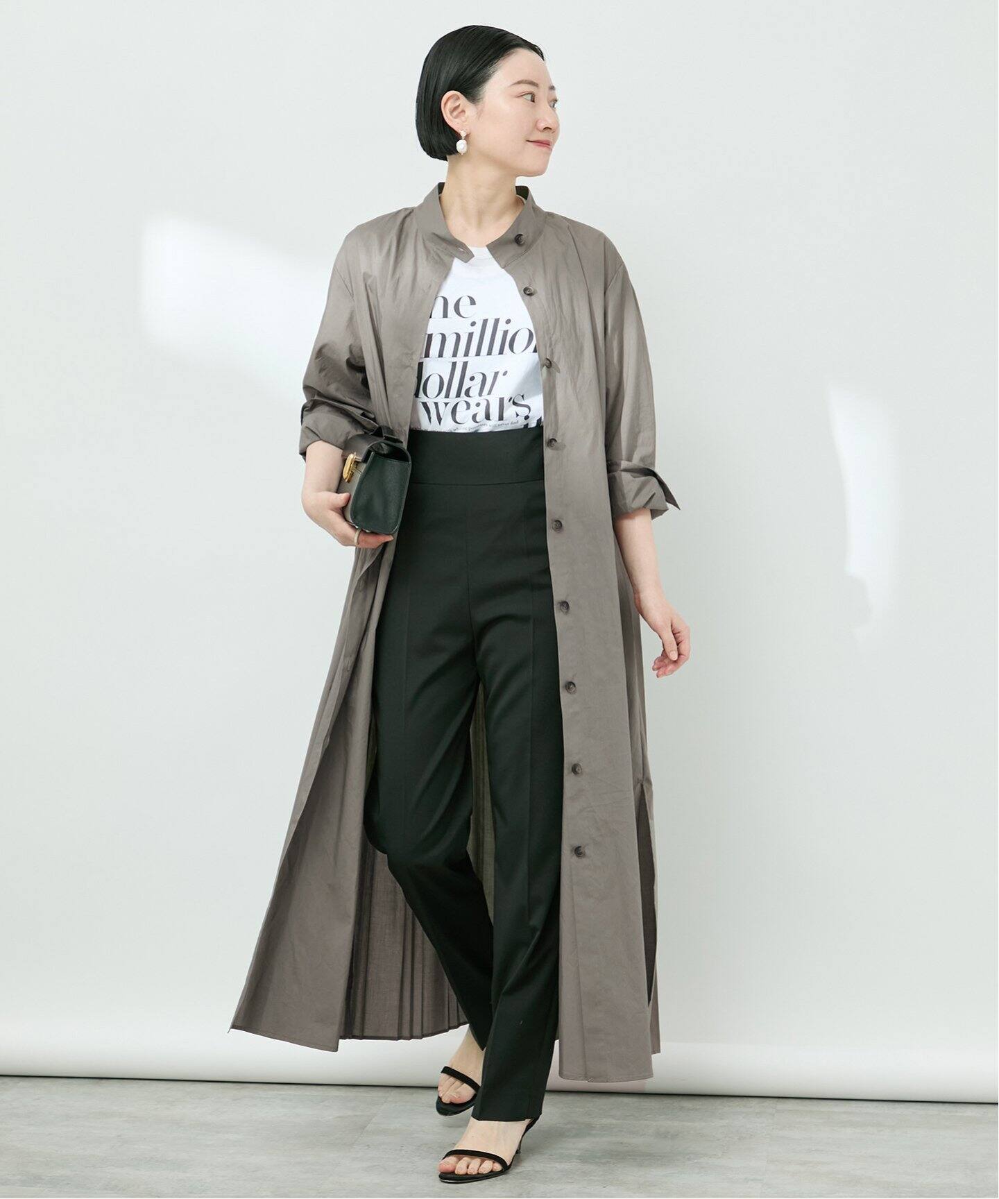 コットンタイプライターバックプリーツワンピース（ワンピース  