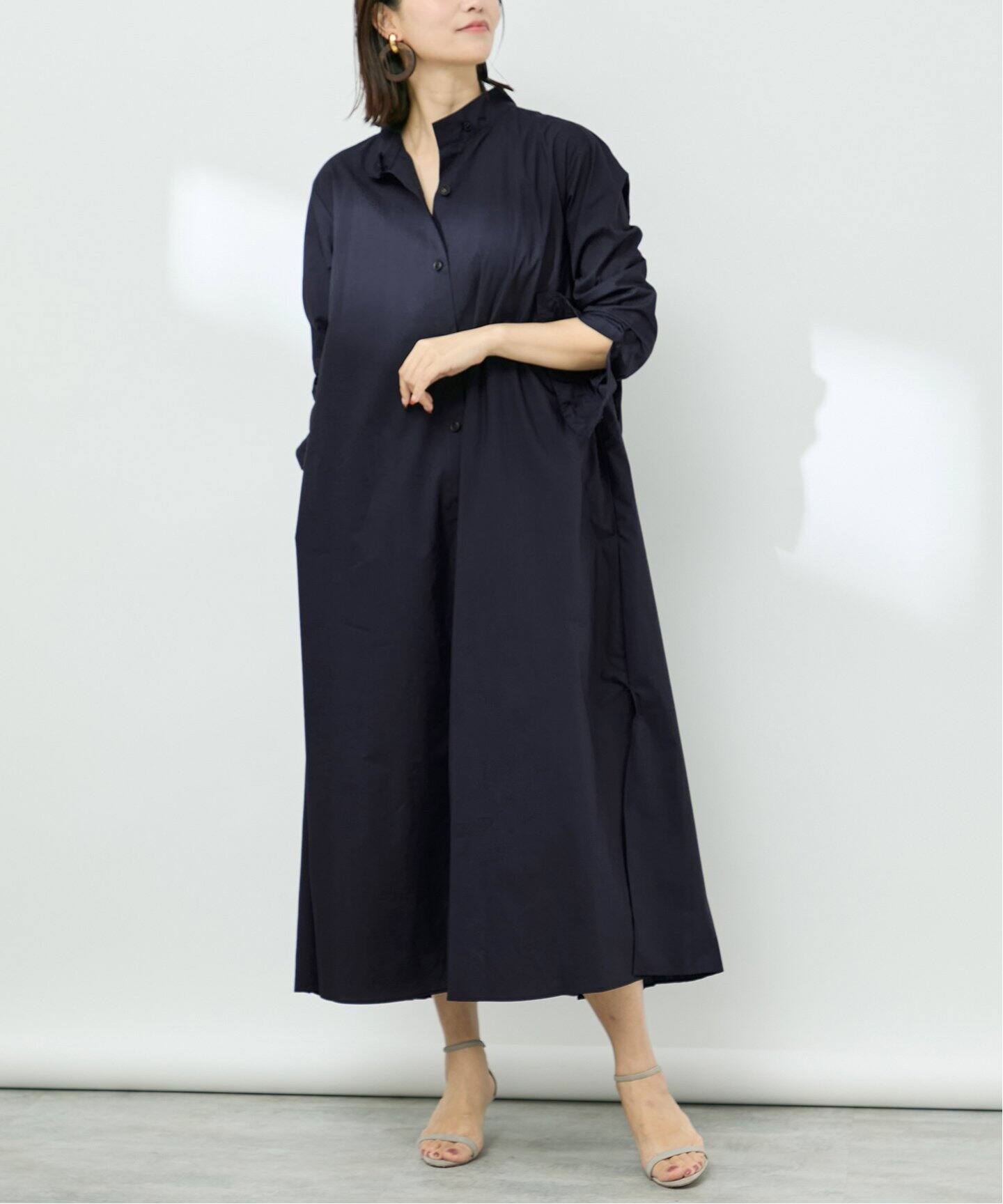 コットンタイプライターバックプリーツワンピース（ワンピース  