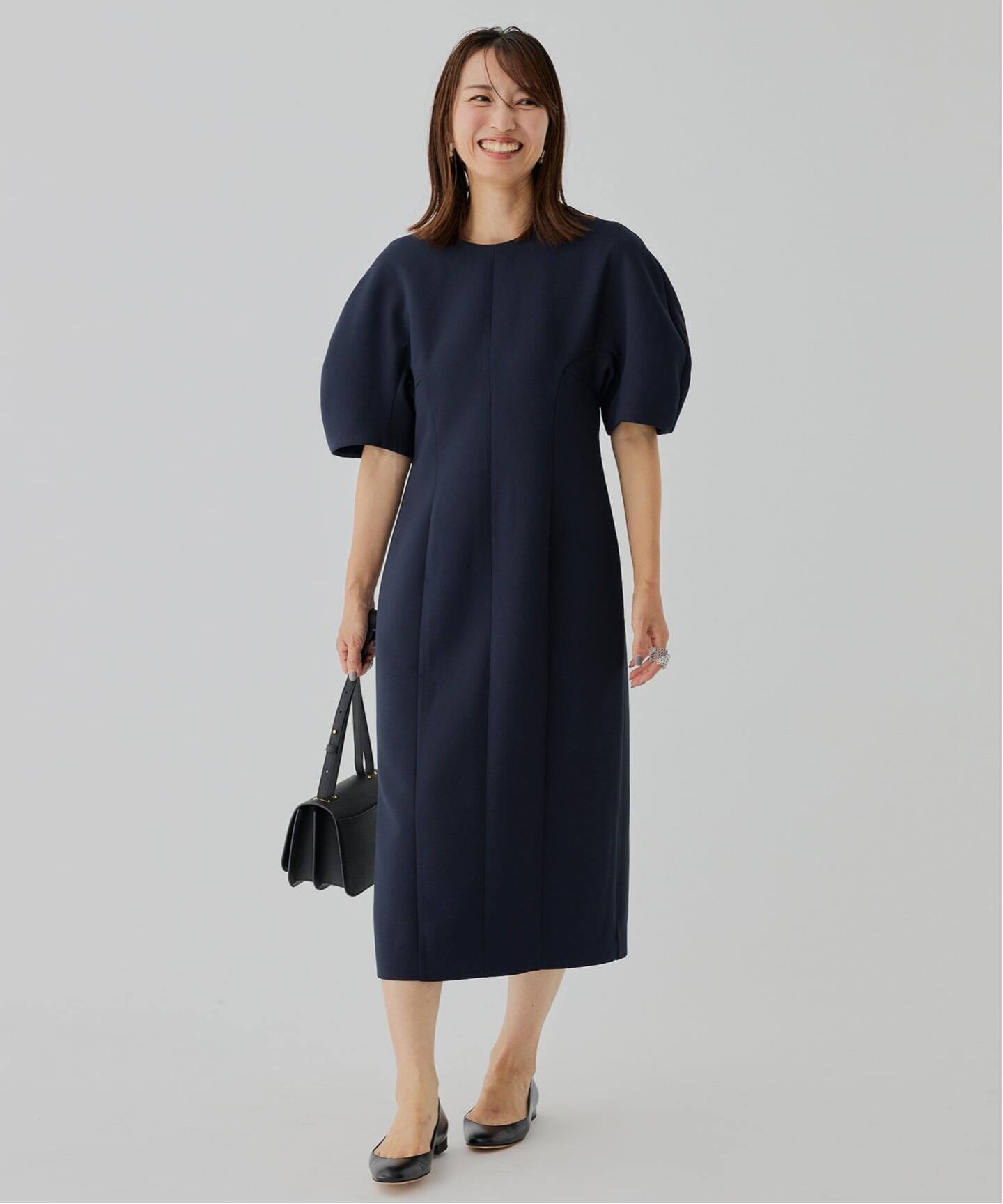 新品タグ付き❗️ヴェルメイユパーイエナワンピース 予約》2WAYロールカラーワンピース（ワンピース）｜VERMEIL par