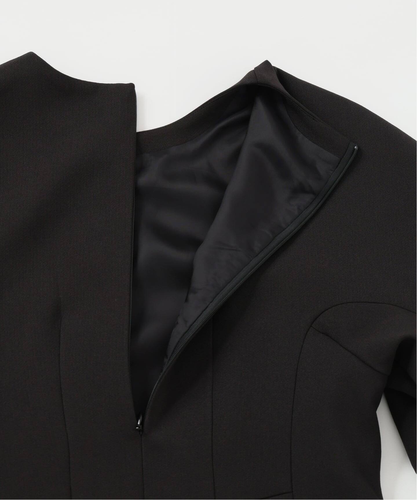 VERMEIL par iena ポンチクルーネックワンピース ロング 長袖 黒 予約》W-FACEクルーネックワンピース（ワンピース）｜VERMEIL