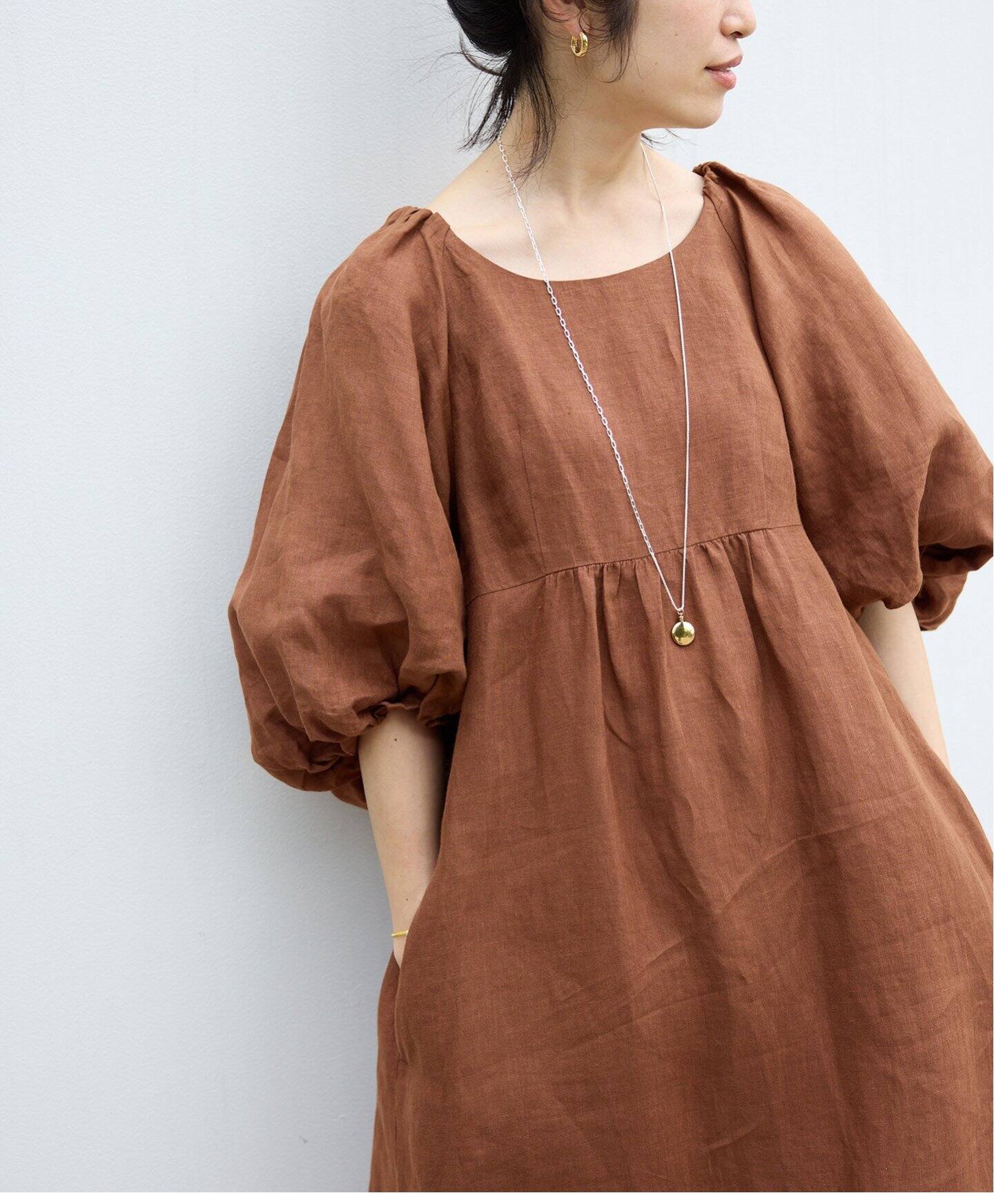 VERMEIL par iena　DRAWELL　リーフプリントリネンワンピース VERMEIL par iena DRAWELL リーフプリントリネンワンピース